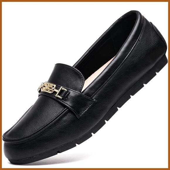 Shoes - Women's Slip On Loafers with Latex Cushioned Insole, Square Toe